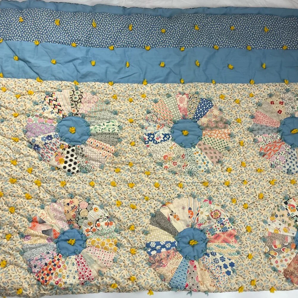Antique 1920s Quilt Historical Society Dresden Patchwork Vintage Handmade Unique
